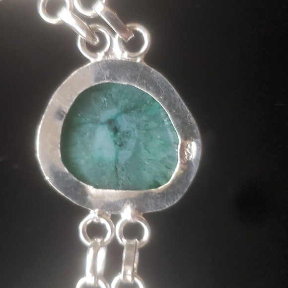 New Green Solar Slice Agate 925 Silver Bracelet. - Picture 12 of 12